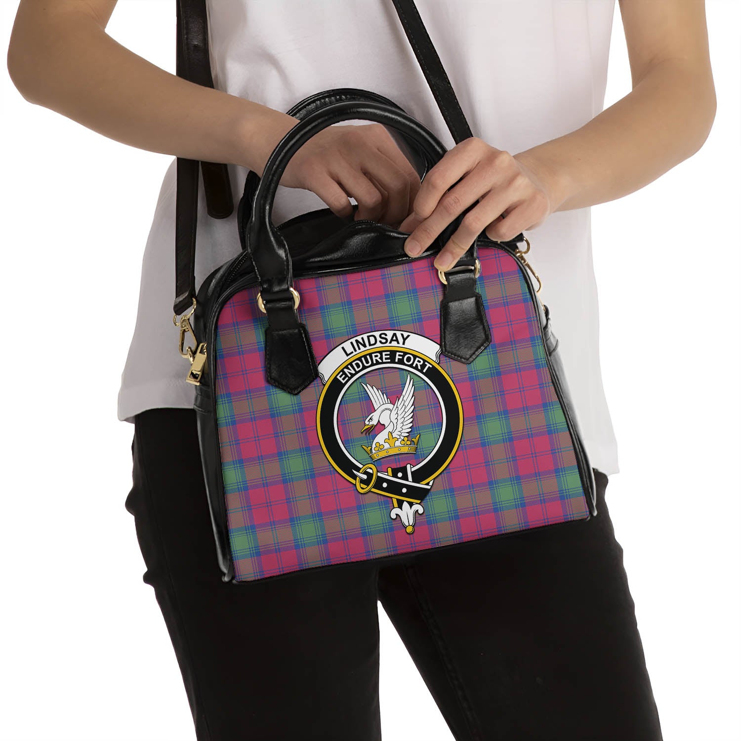 Lindsay Ancient Tartan Shoulder Handbags with Family Crest - Tartanvibesclothing