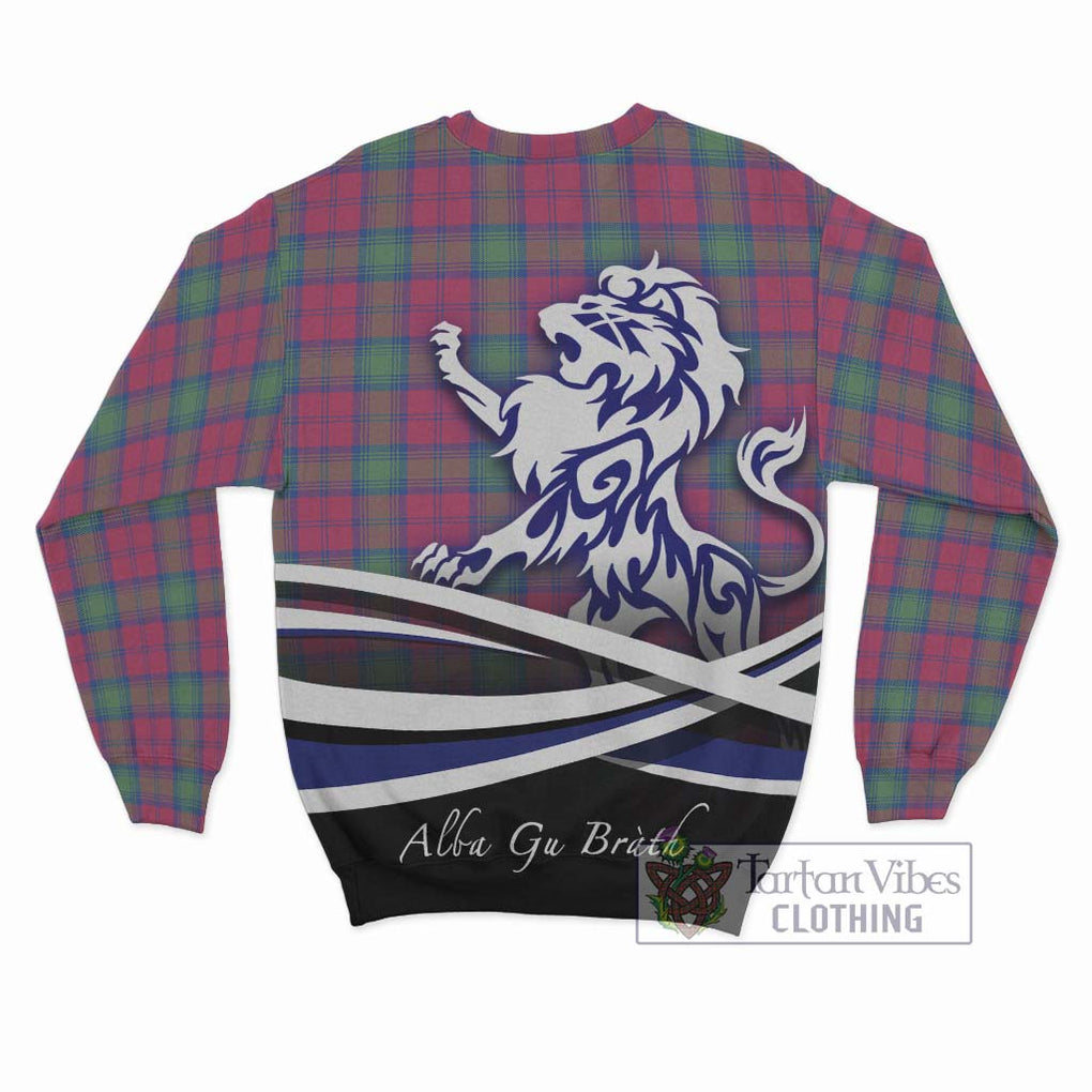 Lindsay Ancient Tartan Sweatshirt with Alba Gu Brath Regal Lion Emblem - Tartanvibesclothing Shop