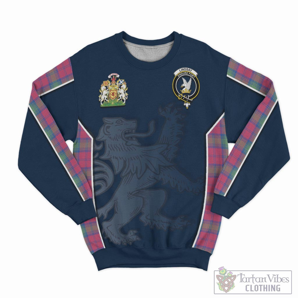 Tartan Vibes Clothing Lindsay Ancient Tartan Sweater with Family Crest and Lion Rampant Vibes Sport Style