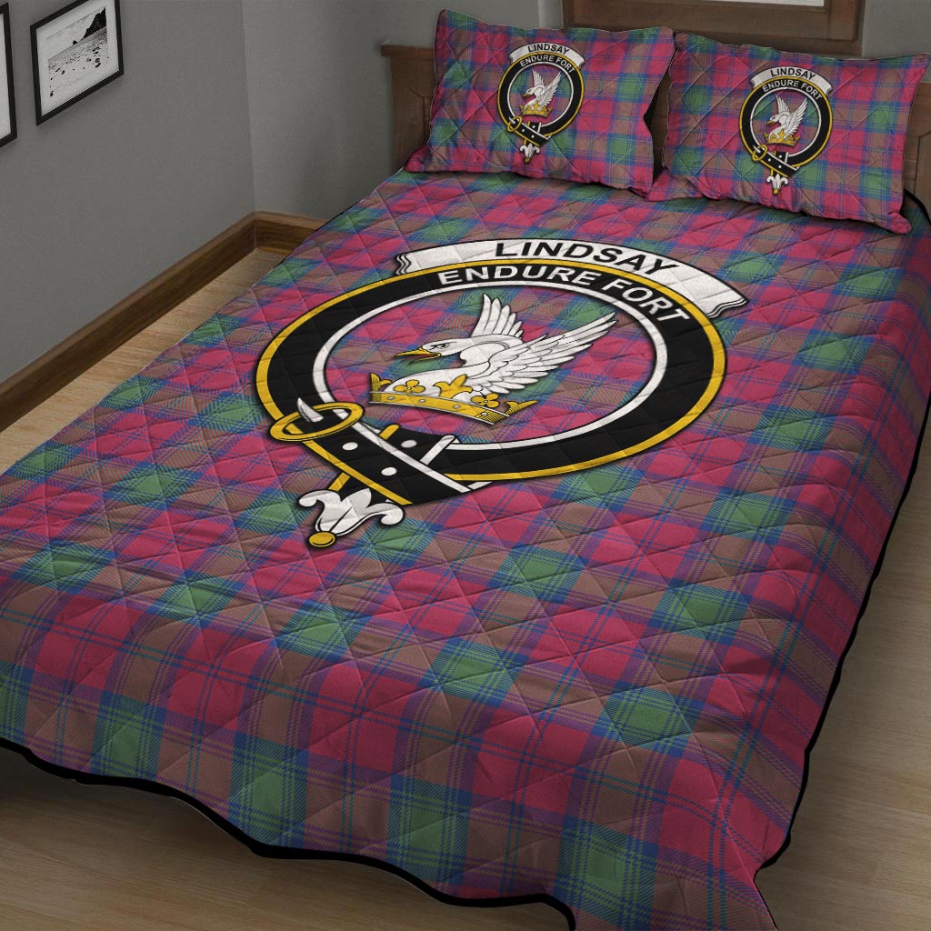 Lindsay Ancient Tartan Quilt Bed Set with Family Crest - Tartan Vibes Clothing