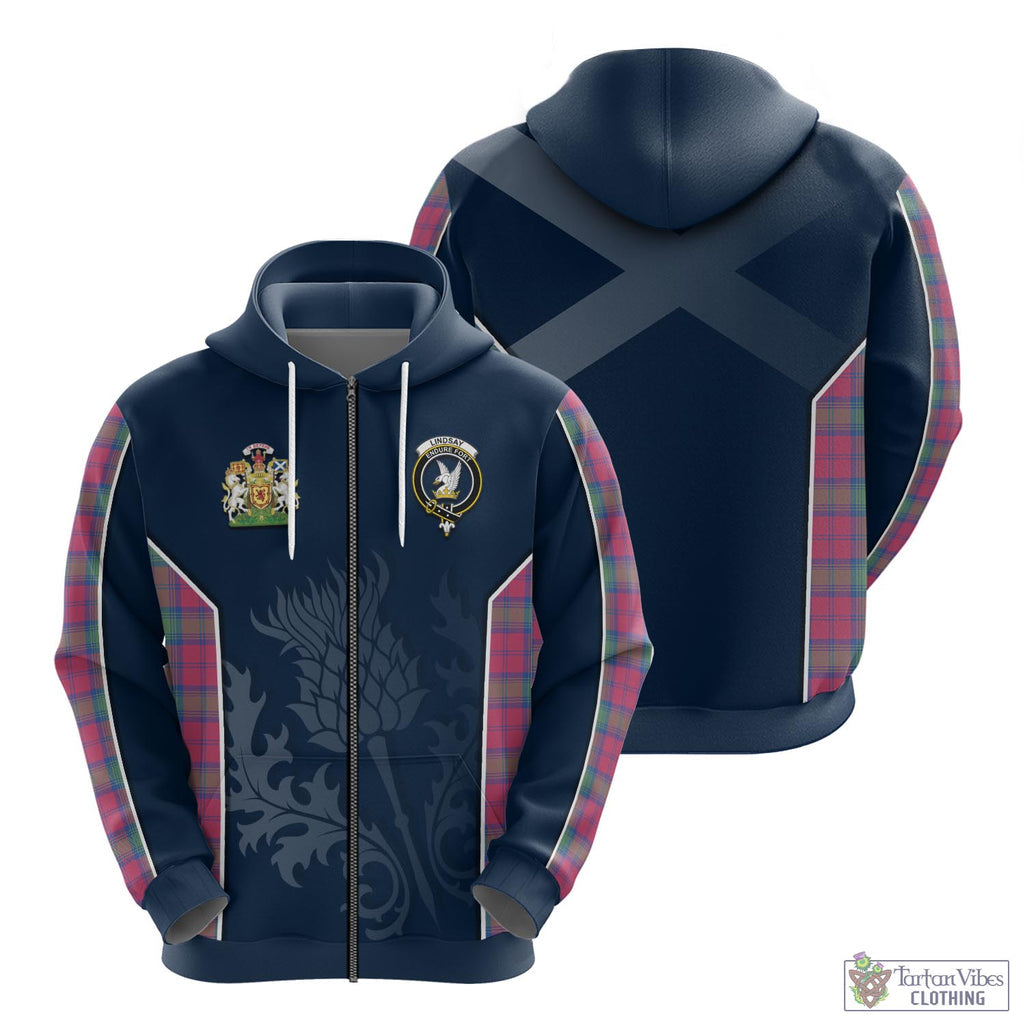 Tartan Vibes Clothing Lindsay Ancient Tartan Hoodie with Family Crest and Scottish Thistle Vibes Sport Style