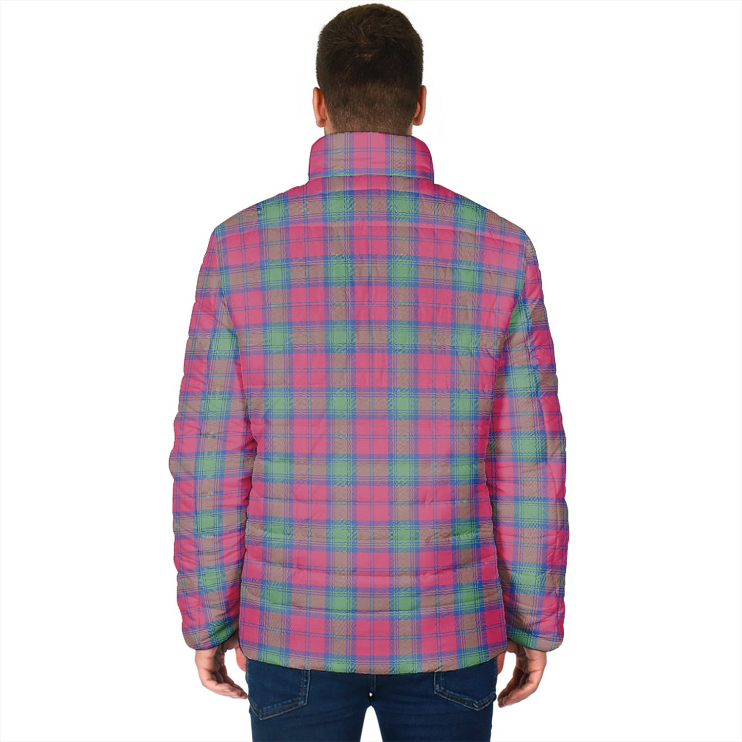 Lindsay Ancient Tartan Padded Jacket with Family Crest - Tartan Vibes Clothing