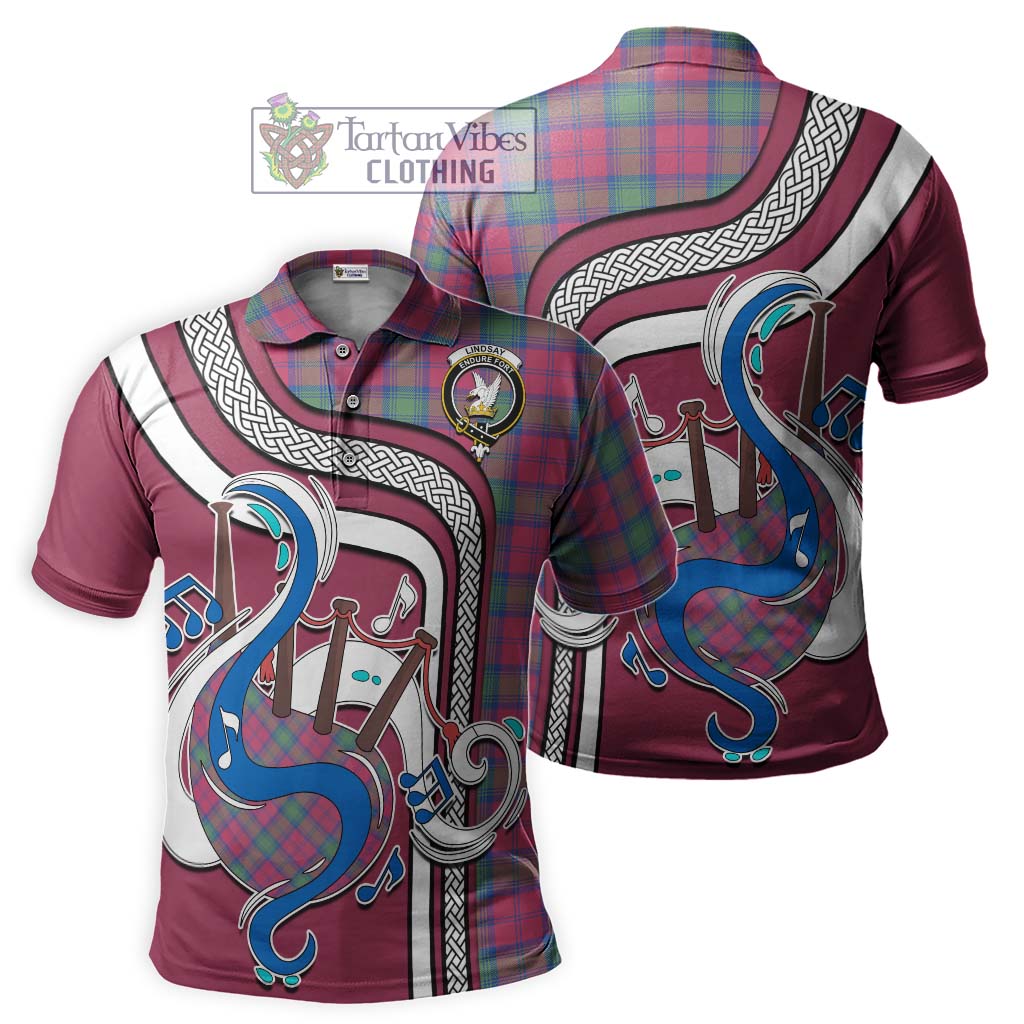 Tartan Vibes Clothing Lindsay Ancient Tartan Polo Shirt with Epic Bagpipe Style