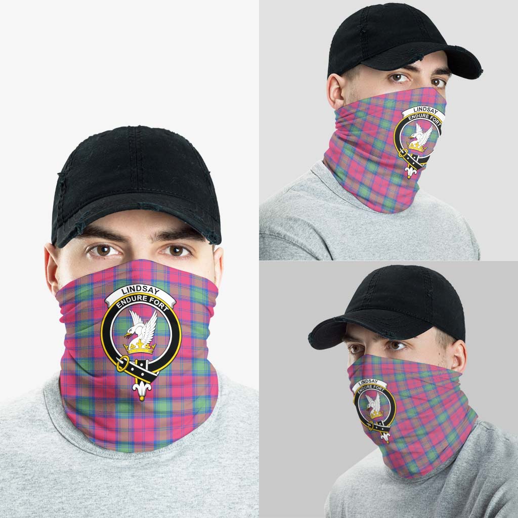 Lindsay Ancient Tartan Neck Gaiters, Tartan Bandanas, Tartan Head Band with Family Crest