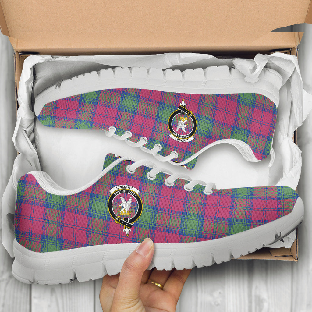 Lindsay Ancient Tartan Sneakers with Family Crest - Tartan Vibes Clothing