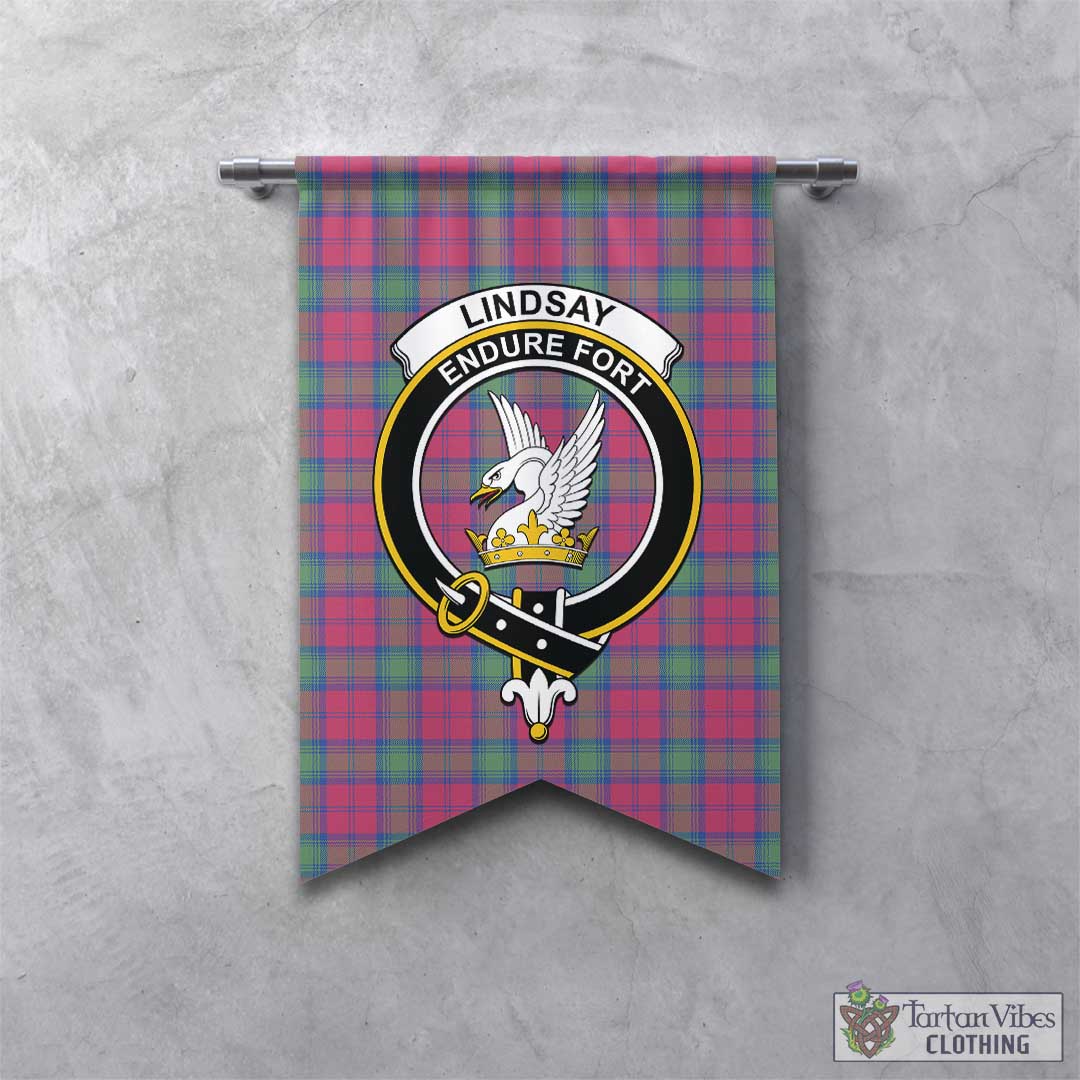 Tartan Vibes Clothing Lindsay Ancient Tartan Gonfalon, Tartan Banner with Family Crest