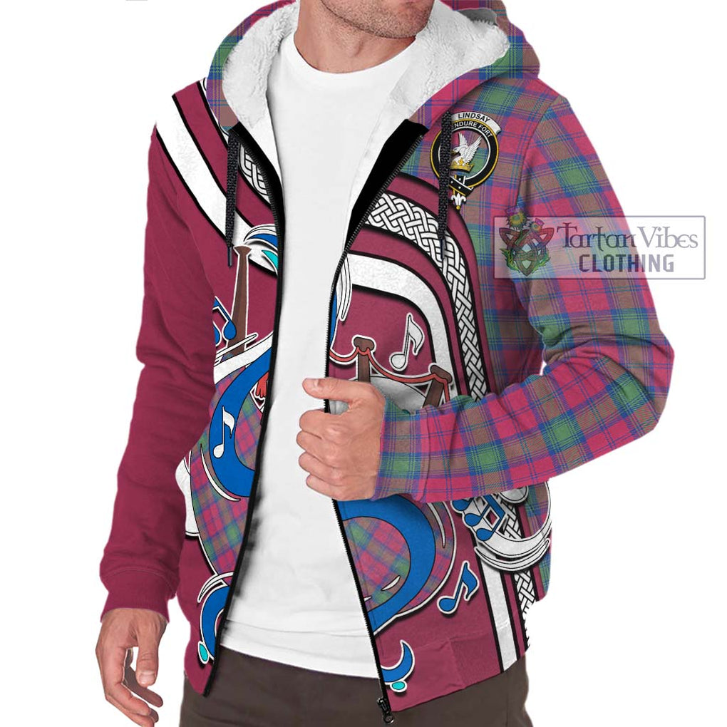 Lindsay Ancient Tartan Sherpa Hoodie with Epic Bagpipe Style Unisex - Tartanvibesclothing Shop