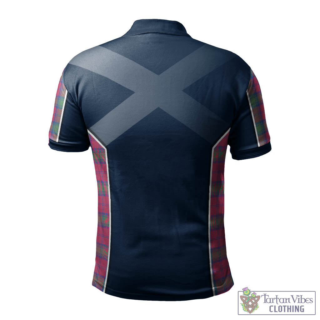 Tartan Vibes Clothing Lindsay Ancient Tartan Men's Polo Shirt with Family Crest and Lion Rampant Vibes Sport Style