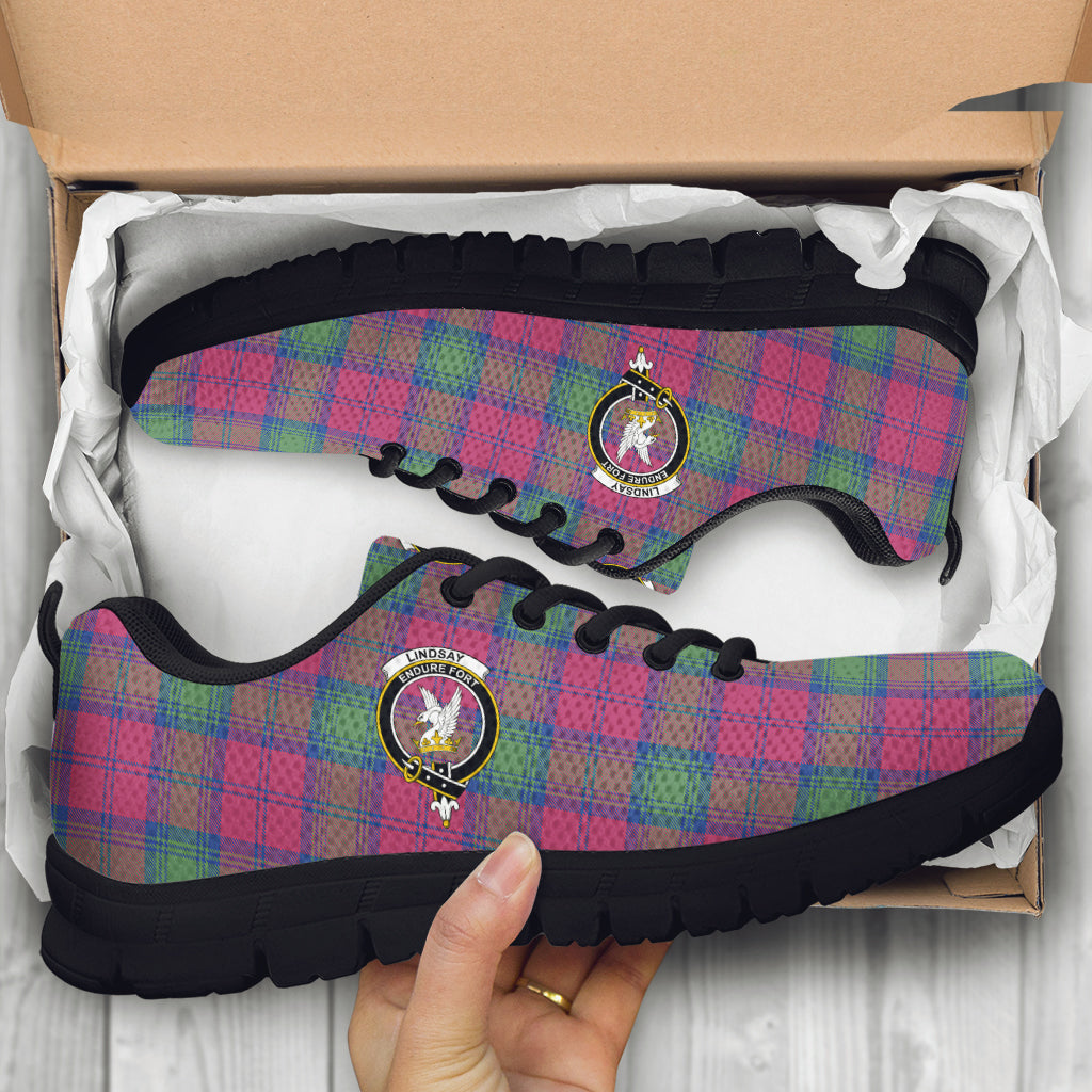 Lindsay Ancient Tartan Sneakers with Family Crest - Tartan Vibes Clothing