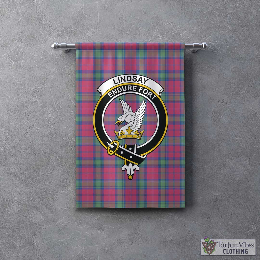 Tartan Vibes Clothing Lindsay Ancient Tartan Gonfalon, Tartan Banner with Family Crest