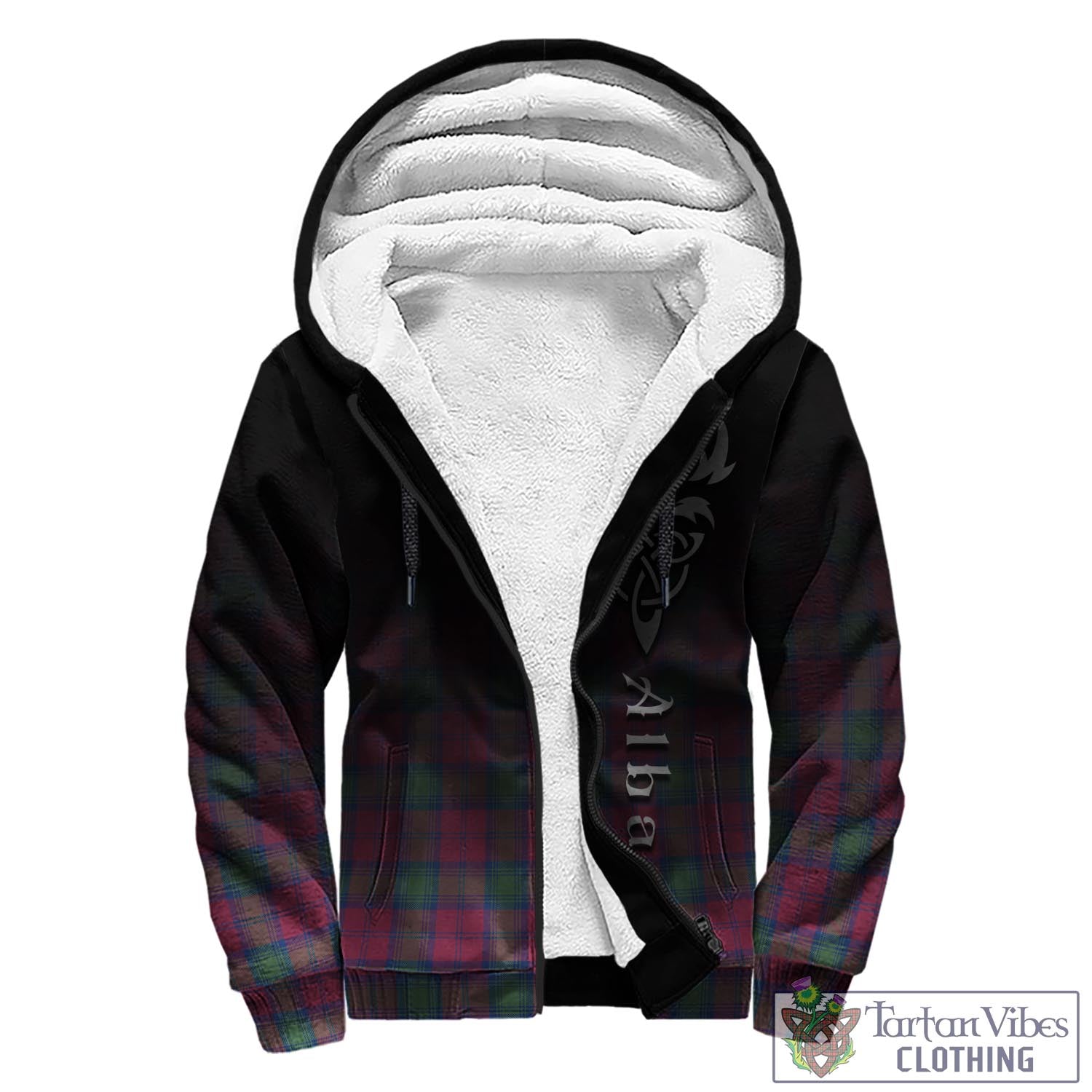 Tartan Vibes Clothing Lindsay Ancient Tartan Sherpa Hoodie Featuring Alba Gu Brath Family Crest Celtic Inspired