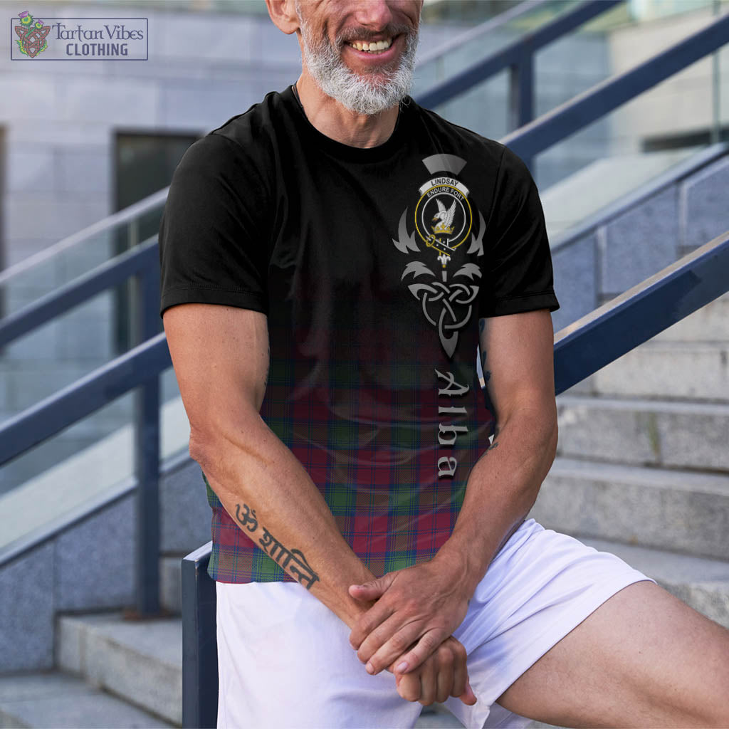 Tartan Vibes Clothing Lindsay Ancient Tartan T-Shirt Featuring Alba Gu Brath Family Crest Celtic Inspired