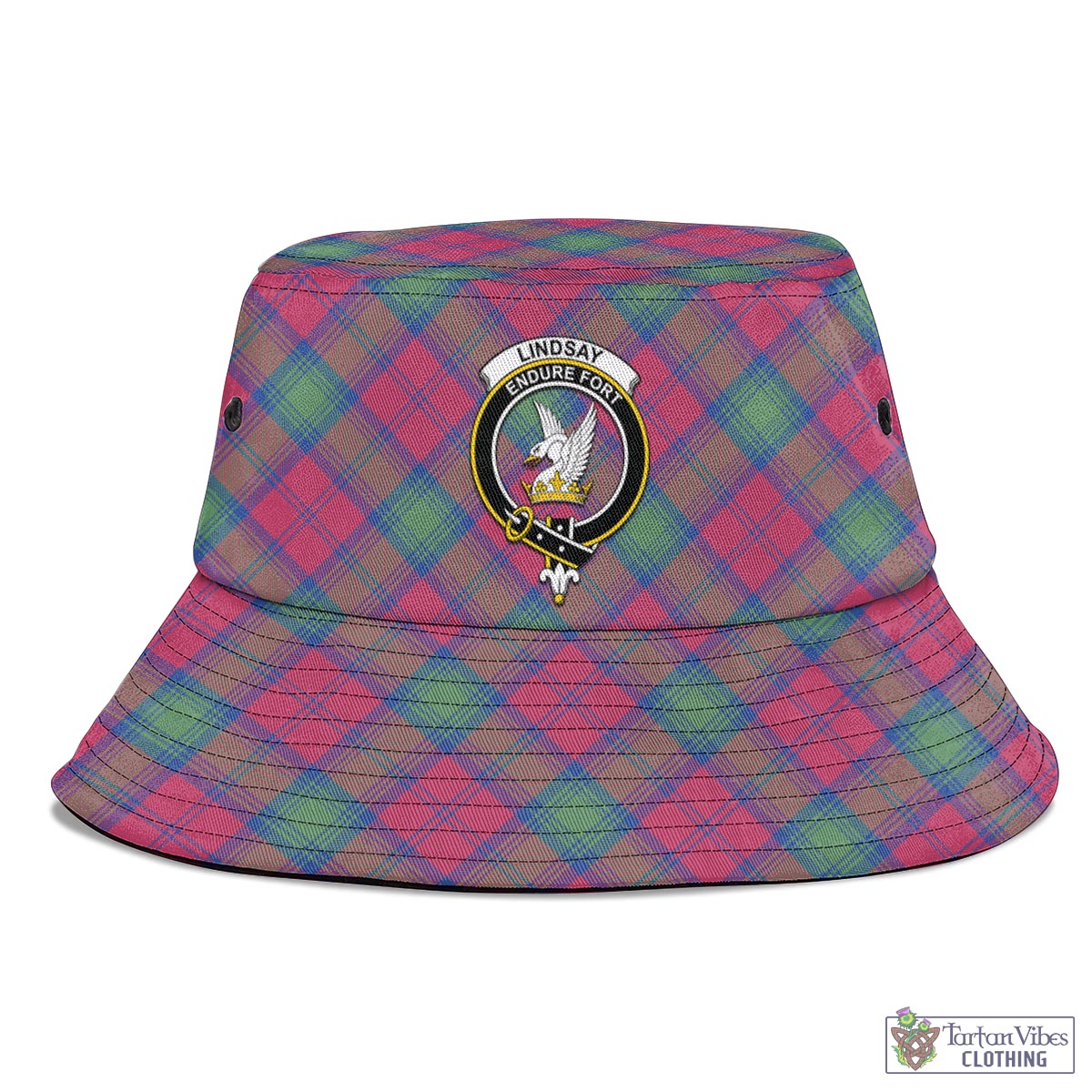 Tartan Vibes Clothing Lindsay Ancient Tartan Bucket Hat with Family Crest