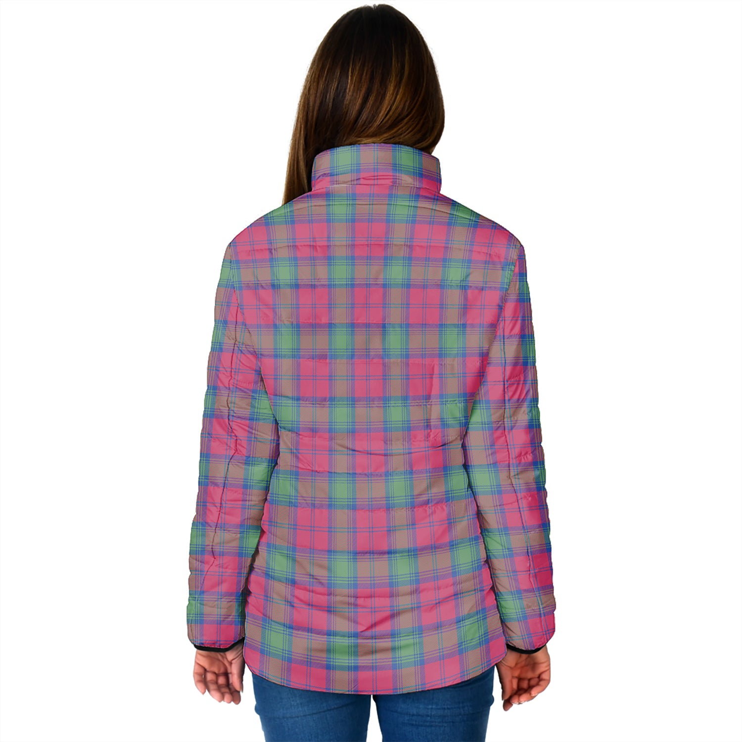 Lindsay Ancient Tartan Padded Jacket with Family Crest - Tartan Vibes Clothing