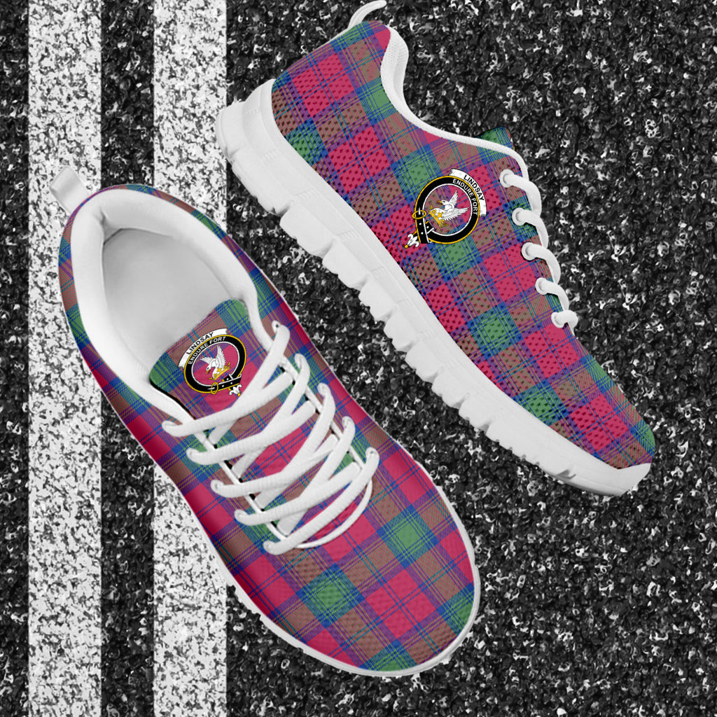 Lindsay Ancient Tartan Sneakers with Family Crest - Tartan Vibes Clothing