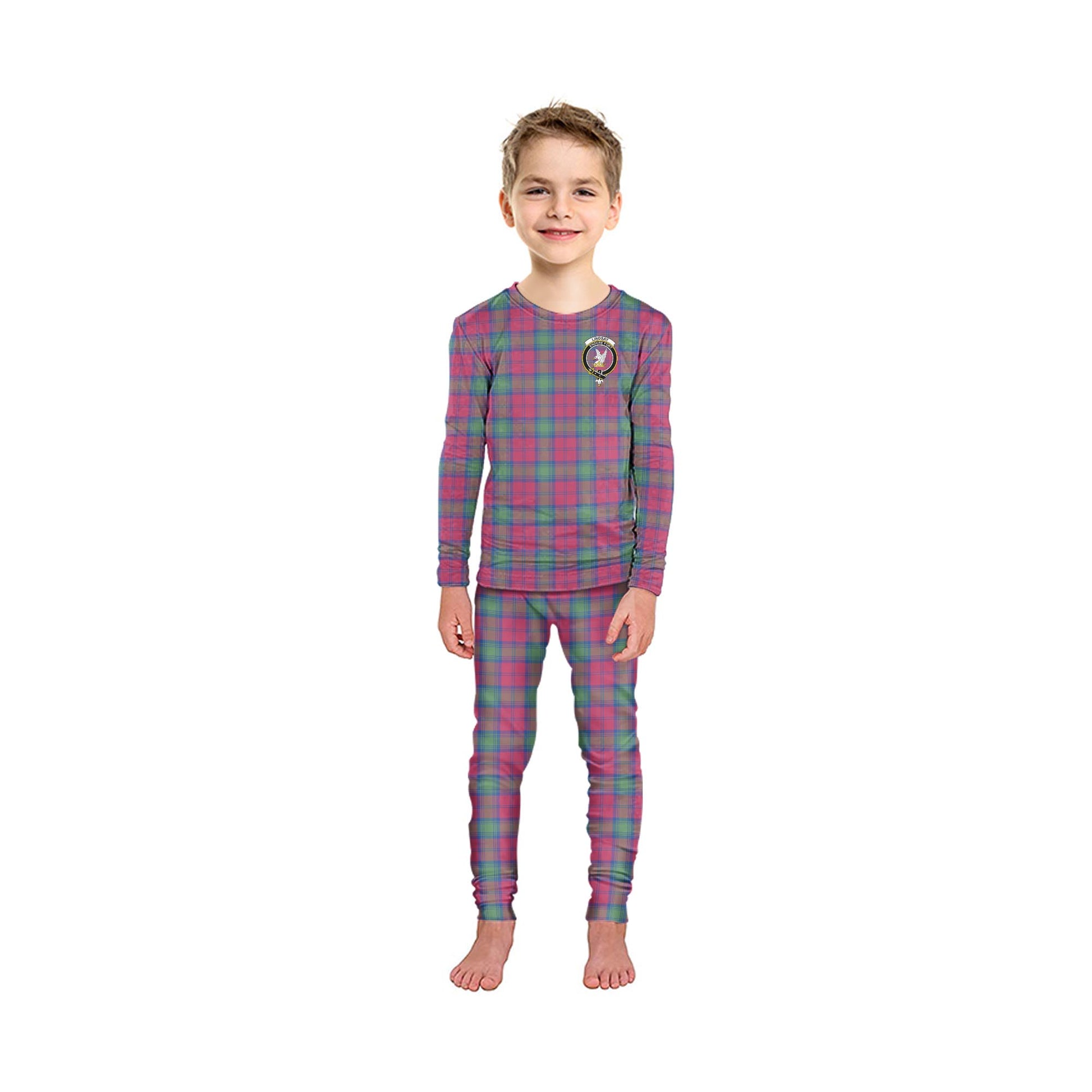 Lindsay Ancient Tartan Pajamas Family Set with Family Crest - Tartanvibesclothing