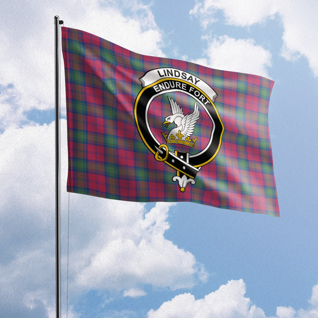 lindsay-ancient-tartan-flag-with-family-crest