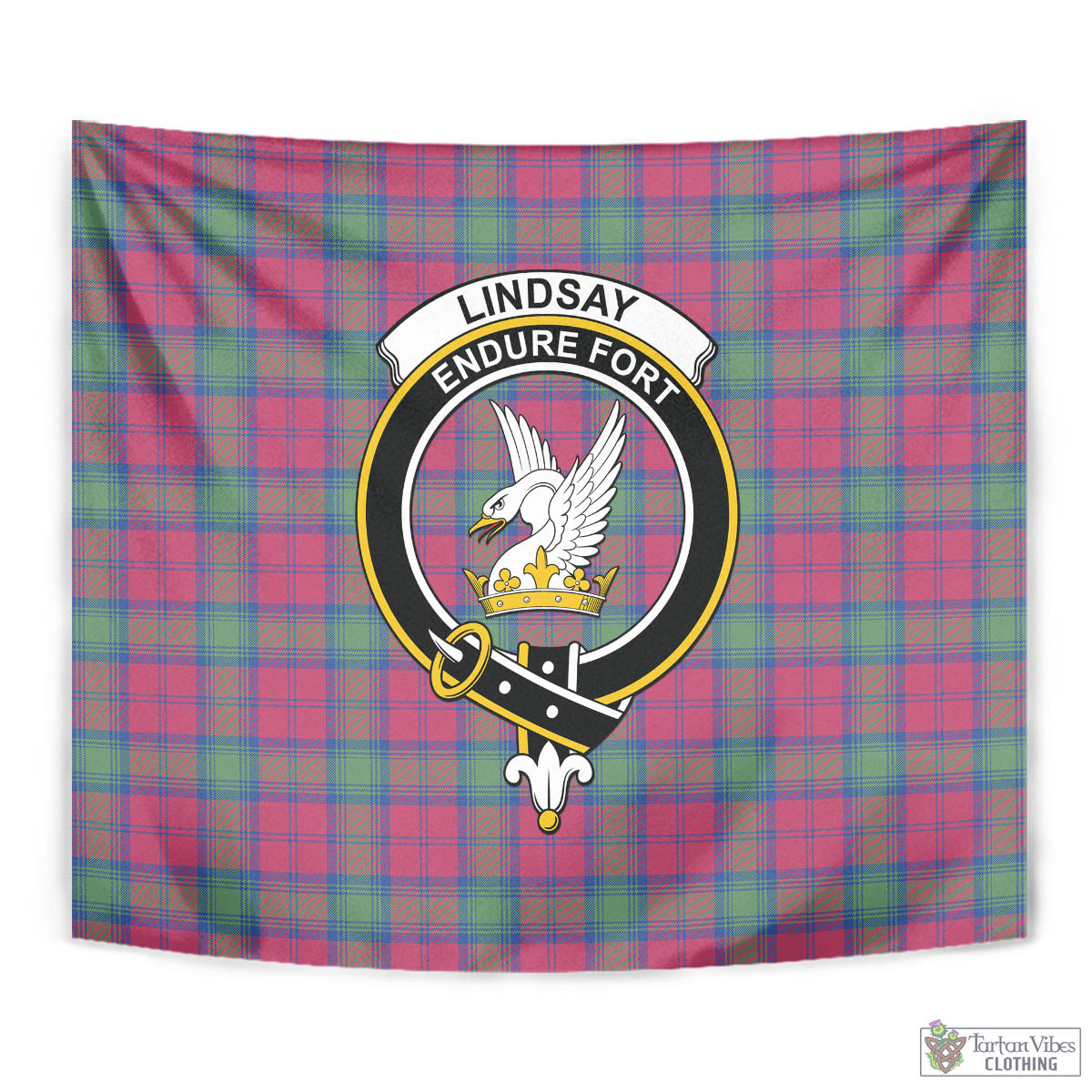 Tartan Vibes Clothing Lindsay Ancient Tartan Tapestry Wall Hanging and Home Decor for Room with Family Crest