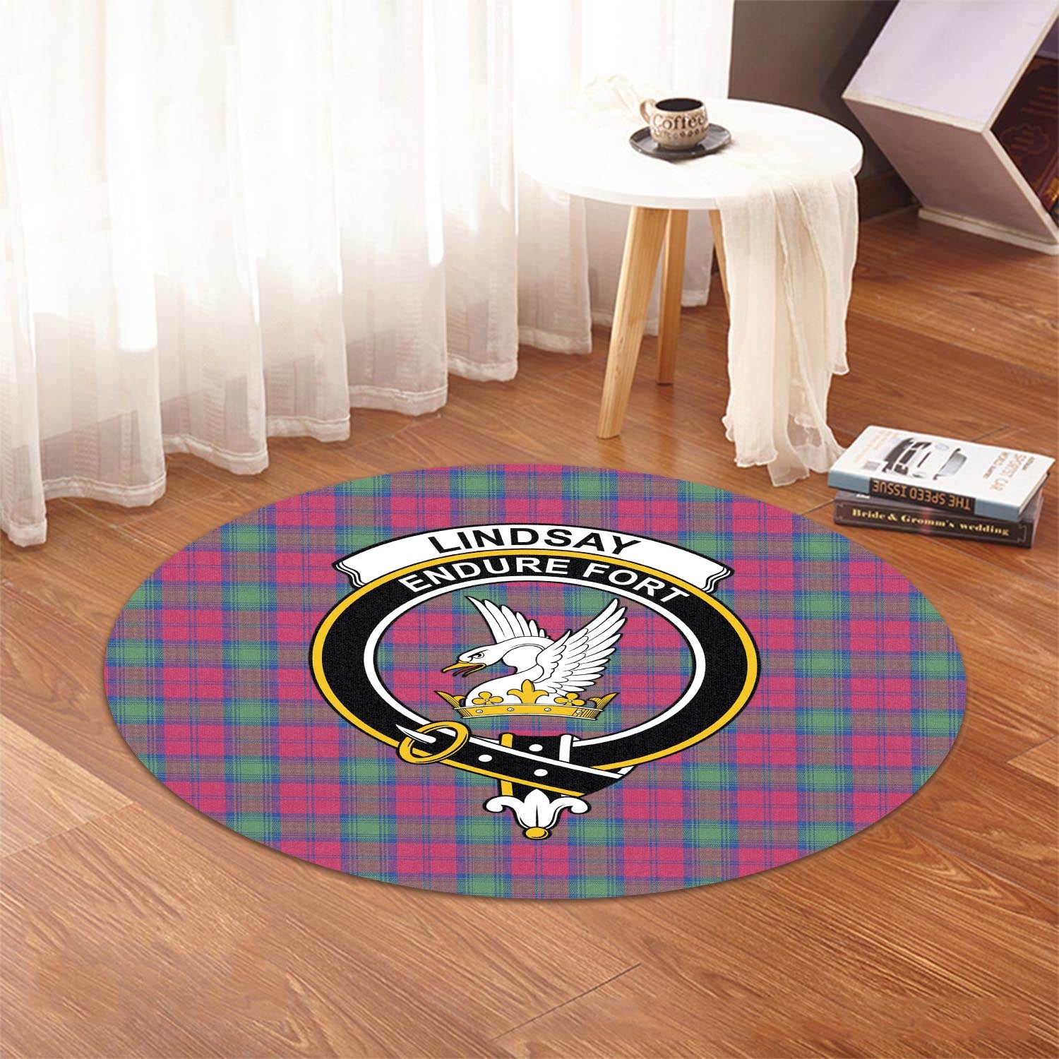 lindsay-ancient-tartan-round-rug-with-family-crest