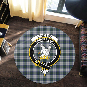 Lindsay Dress Tartan Round Rug with Family Crest