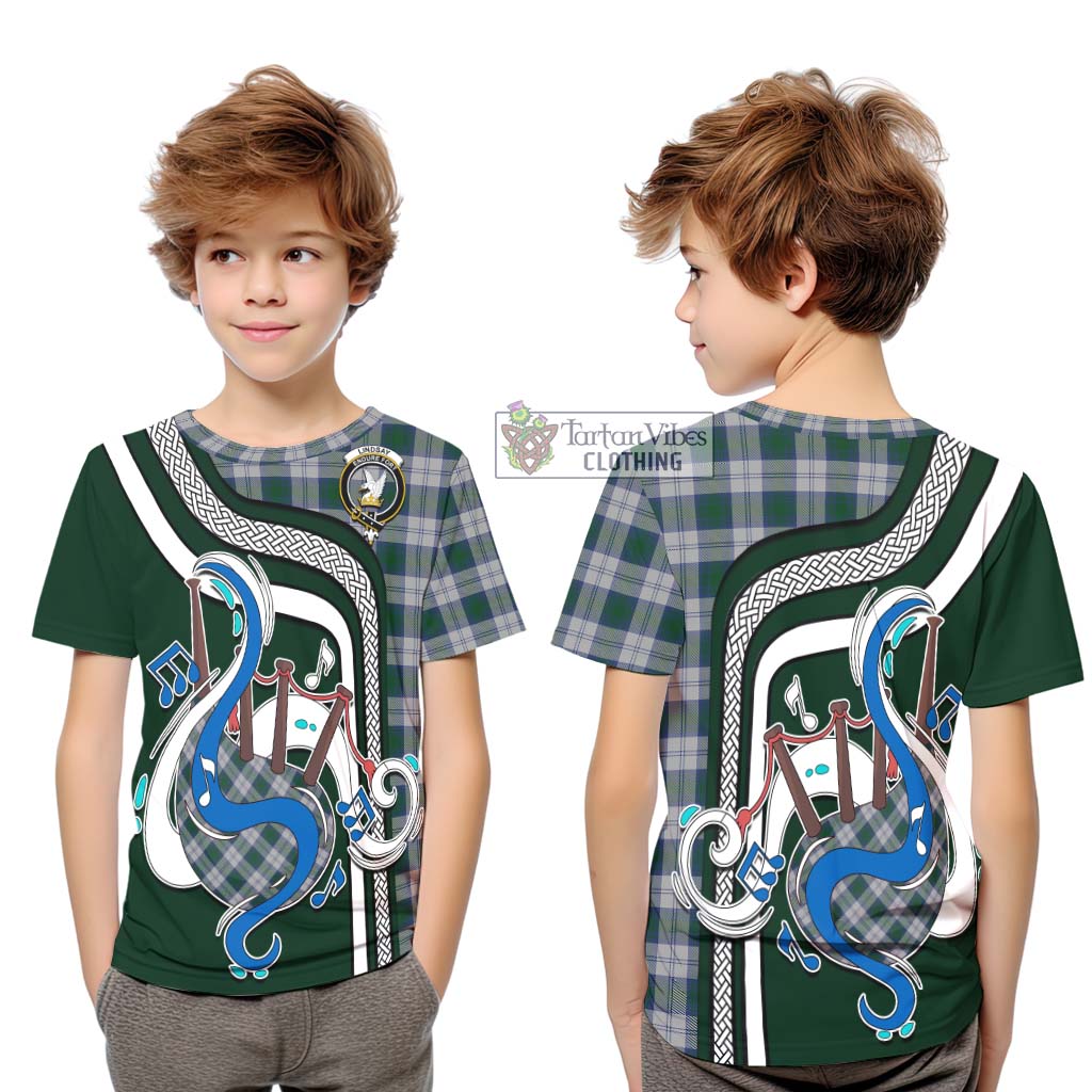 Tartan Vibes Clothing Lindsay Dress Tartan Kid T-Shirt with Epic Bagpipe Style