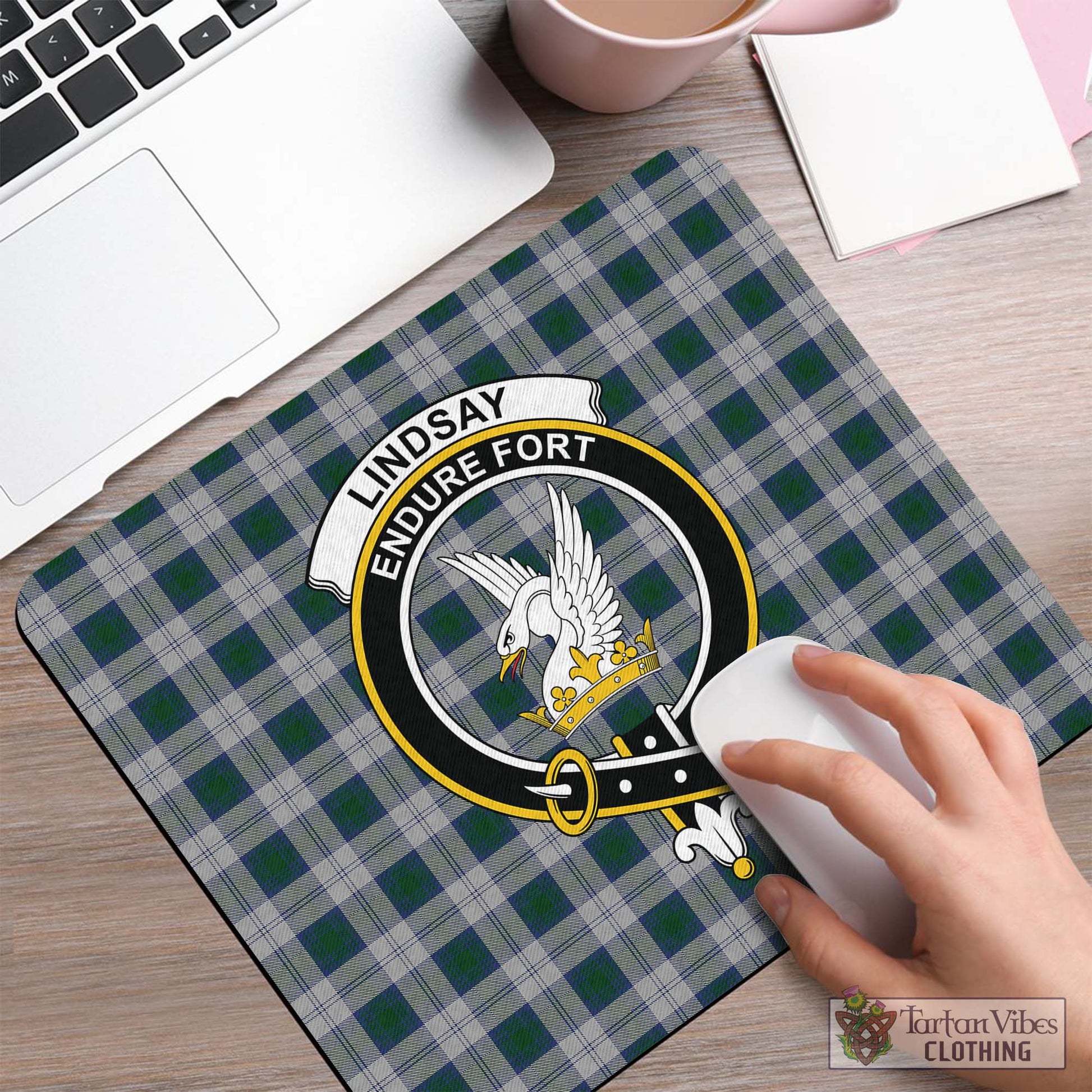 Tartan Vibes Clothing Lindsay Dress Tartan Mouse Pad with Family Crest