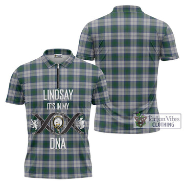 Lindsay Dress Tartan Zipper Polo Shirt with Family Crest DNA In Me Style