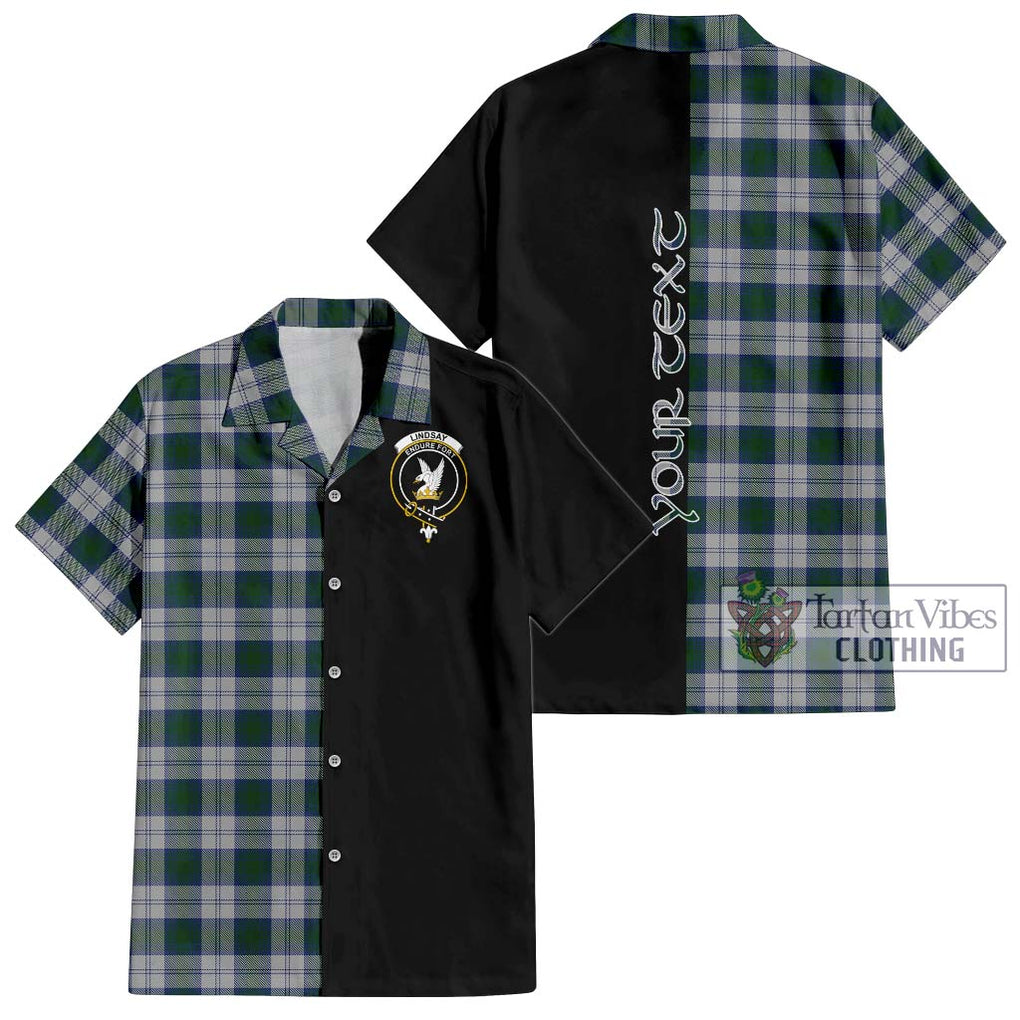 Lindsay Dress Tartan Short Sleeve Button Shirt with Family Crest and Half Of Me Style Kid - Tartanvibesclothing Shop