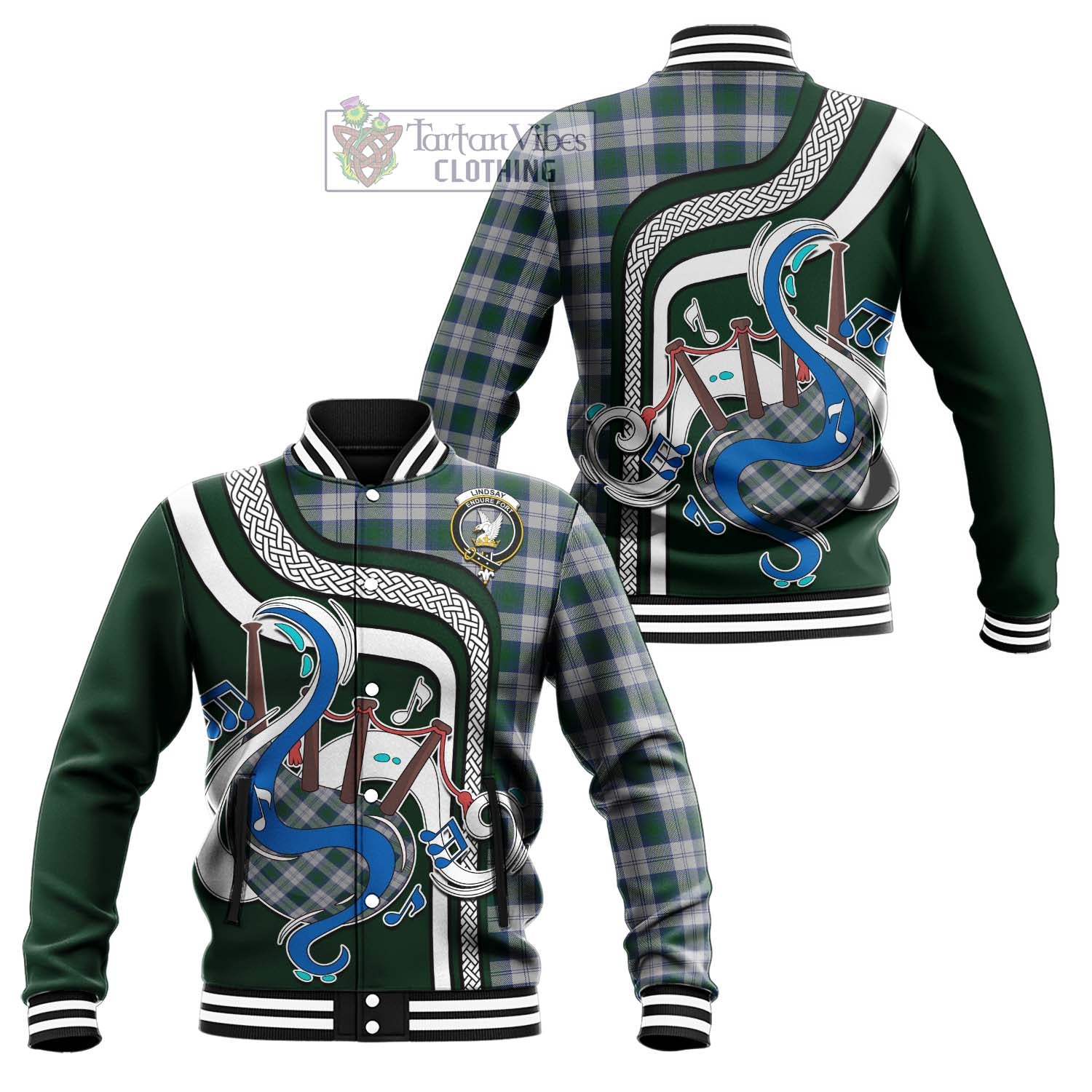 Tartan Vibes Clothing Lindsay Dress Tartan Baseball Jacket with Epic Bagpipe Style