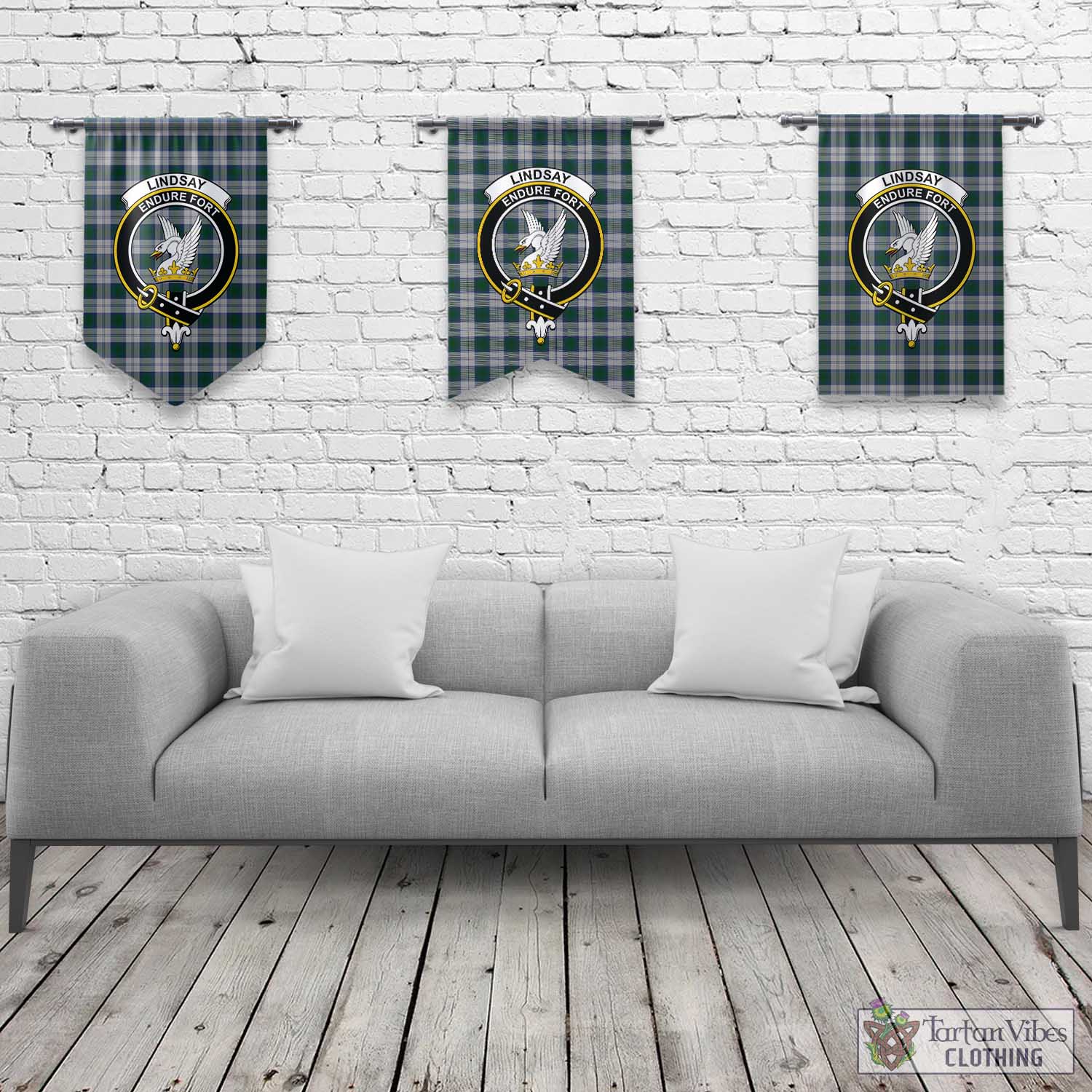 Tartan Vibes Clothing Lindsay Dress Tartan Gonfalon, Tartan Banner with Family Crest