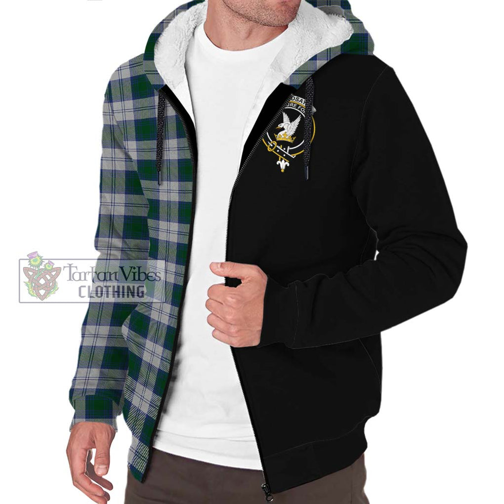 Lindsay Dress Tartan Sherpa Hoodie with Family Crest and Half Of Me Style Unisex S - Tartanvibesclothing Shop