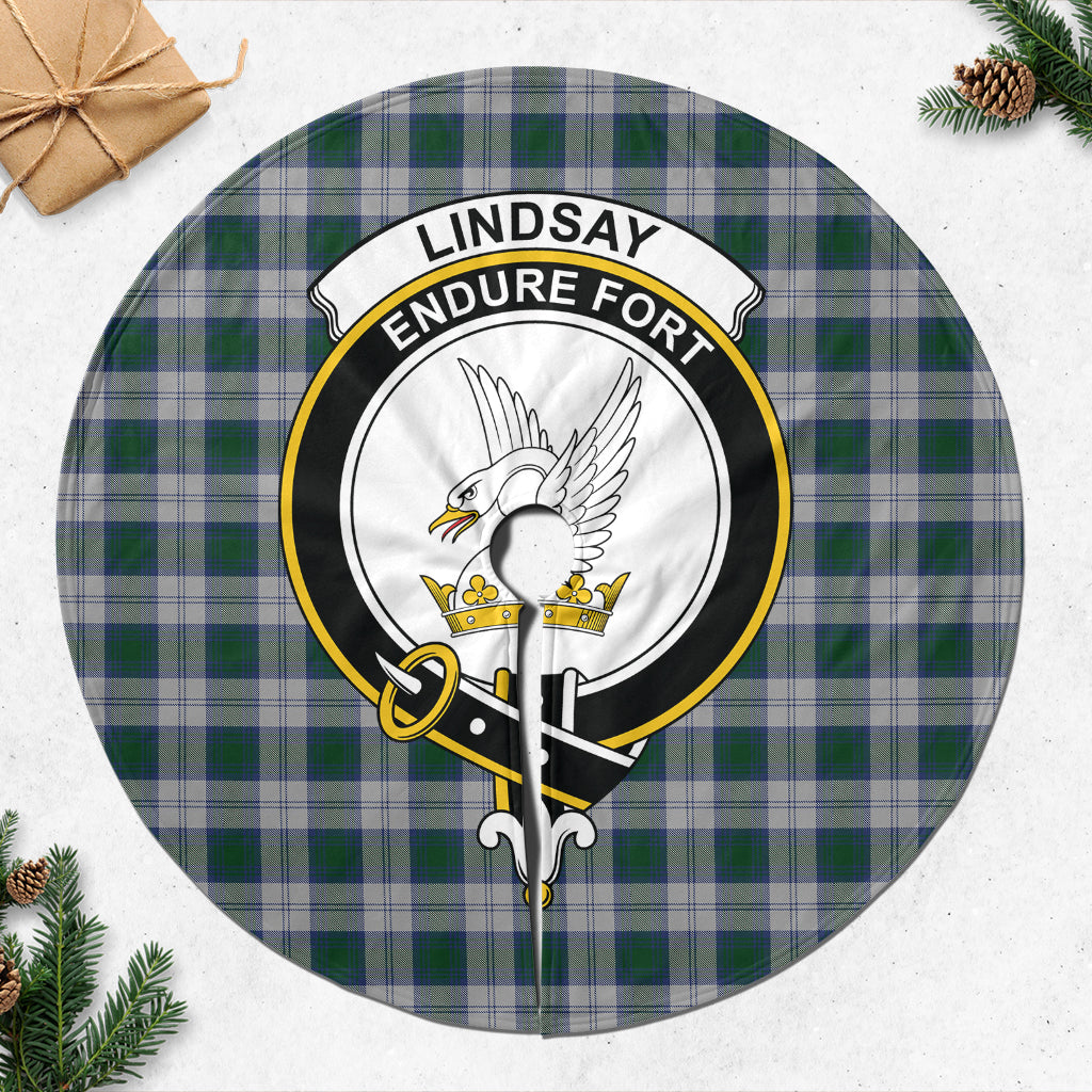 Lindsay Dress Tartan Christmas Tree Skirt with Family Crest - Tartanvibesclothing