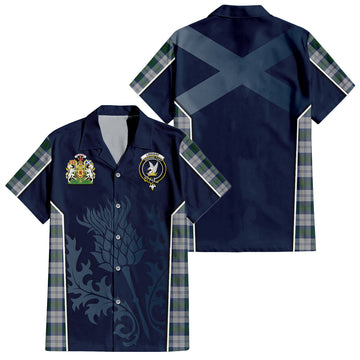 Lindsay Dress Tartan Short Sleeve Button Up Shirt with Family Crest and Scottish Thistle Vibes Sport Style