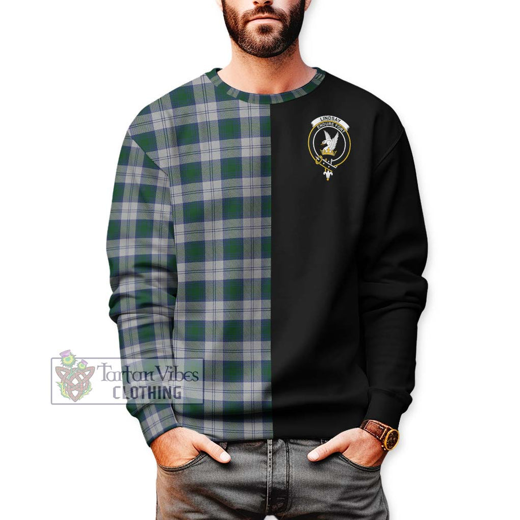 Lindsay Dress Tartan Sweatshirt with Family Crest and Half Of Me Style Unisex - Tartanvibesclothing Shop