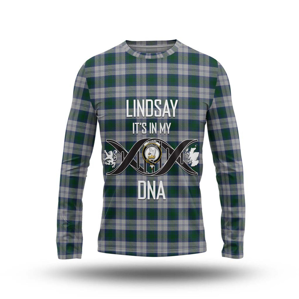 Lindsay Dress Tartan Long Sleeve T-Shirt with Family Crest DNA In Me Style Unisex - Tartanvibesclothing Shop