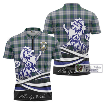 Lindsay Dress Tartan Zipper Polo Shirt with Alba Gu Brath Regal Lion Emblem