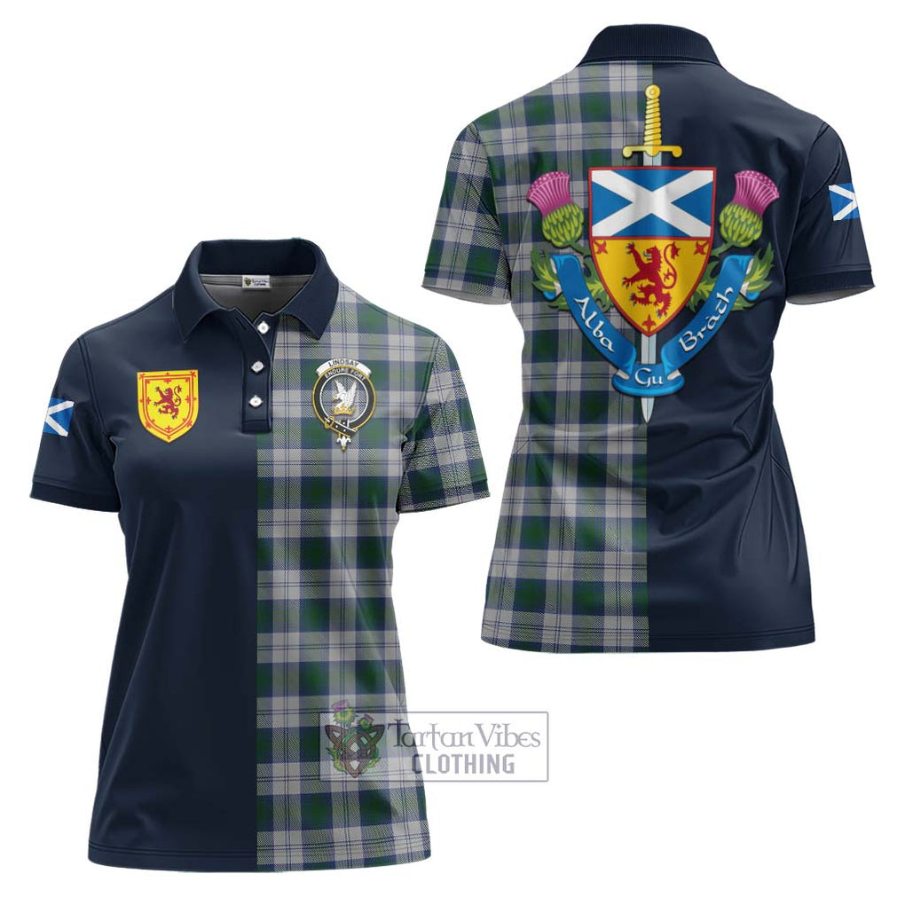 Tartan Vibes Clothing Lindsay Dress Tartan Women's Polo Shirt with Scottish Lion Royal Arm Half Style