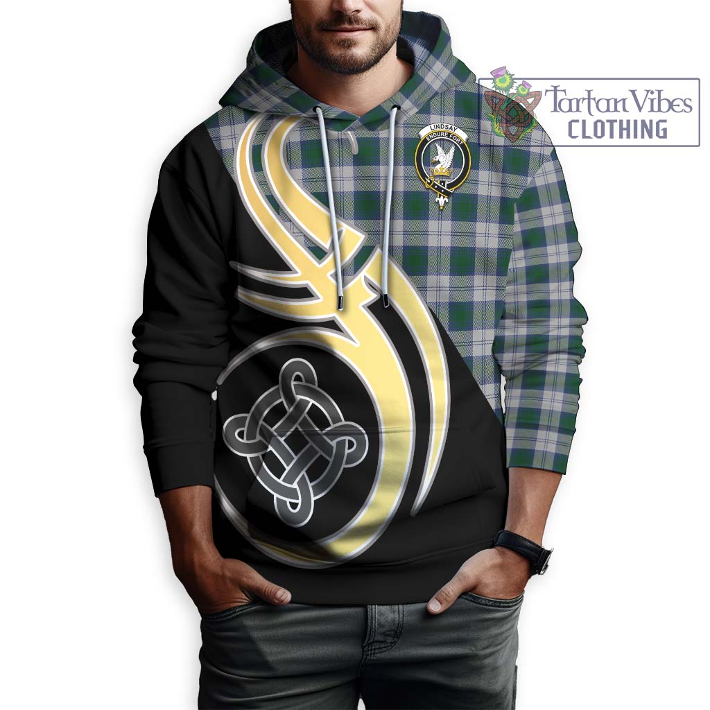 Lindsay Dress Tartan Hoodie with Family Crest and Celtic Symbol Style Zip Hoodie - Tartan Vibes Clothing