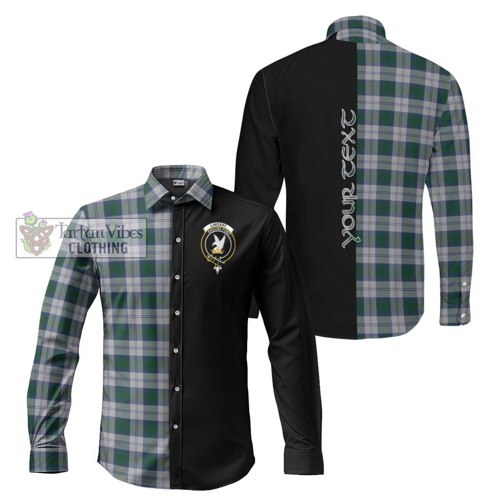 Lindsay Dress Tartan Long Sleeve Button Shirt with Family Crest and Half Of Me Style Men's Shirt S - Tartanvibesclothing Shop