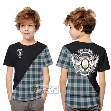 Lindsay Dress Tartan Kid T-Shirt with Family Crest and Military Logo Style