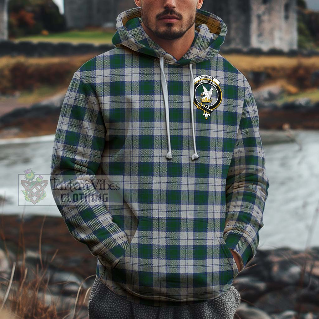 Lindsay Dress Tartan Cotton Hoodie with Family Crest Pullover Hoodie XS - Tartan Vibes Clothing