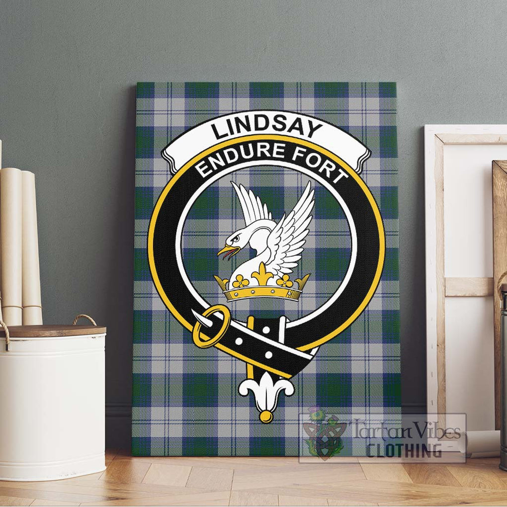 Lindsay Dress Tartan Canvas Print Wall Art with Family Crest Without Frame - Tartan Vibes Clothing