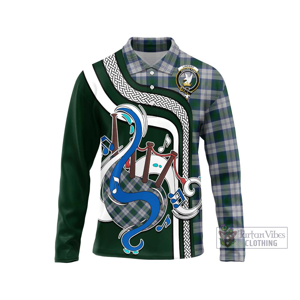 Tartan Vibes Clothing Lindsay Dress Tartan Long Sleeve Polo Shirt with Epic Bagpipe Style