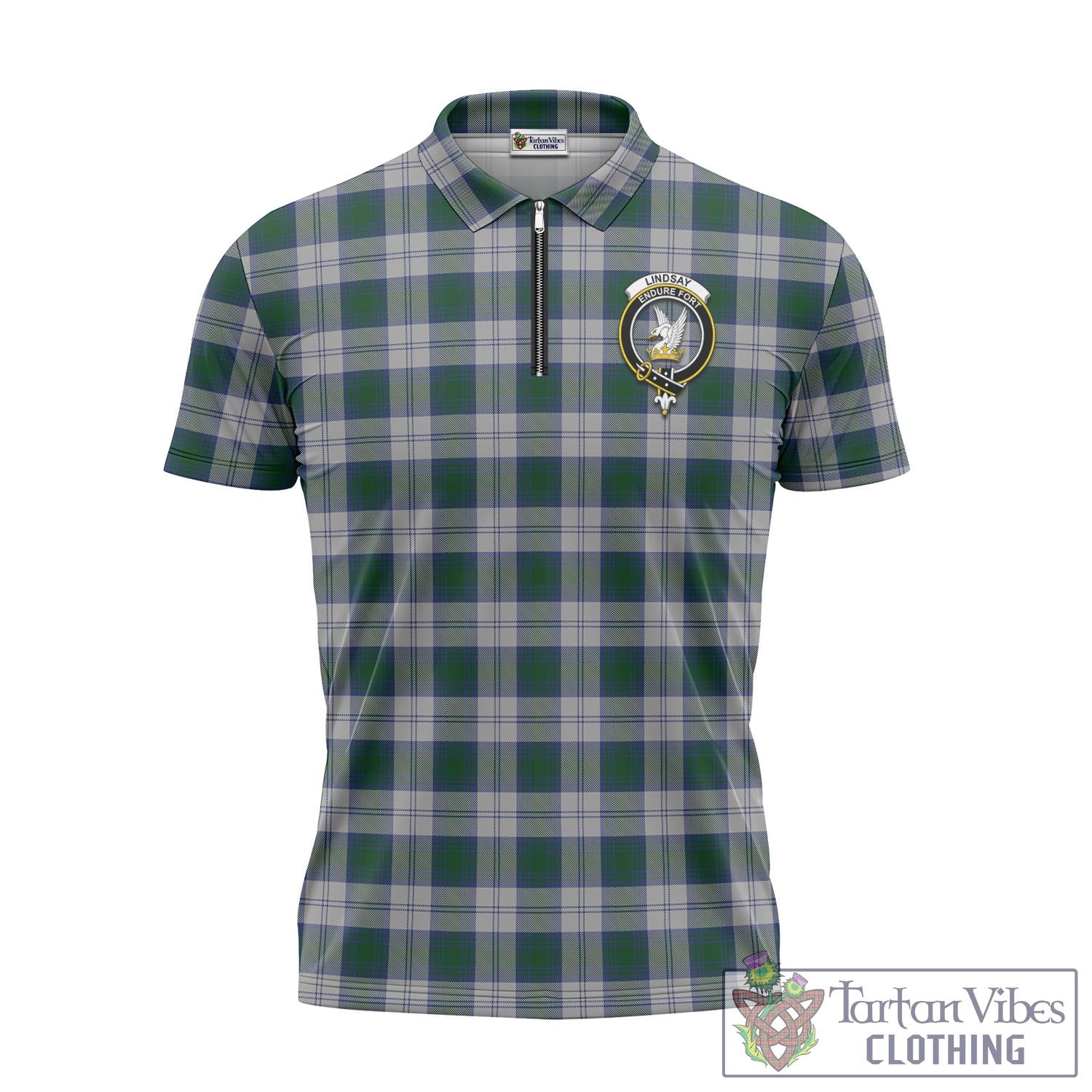 Tartan Vibes Clothing Lindsay Dress Tartan Zipper Polo Shirt with Family Crest