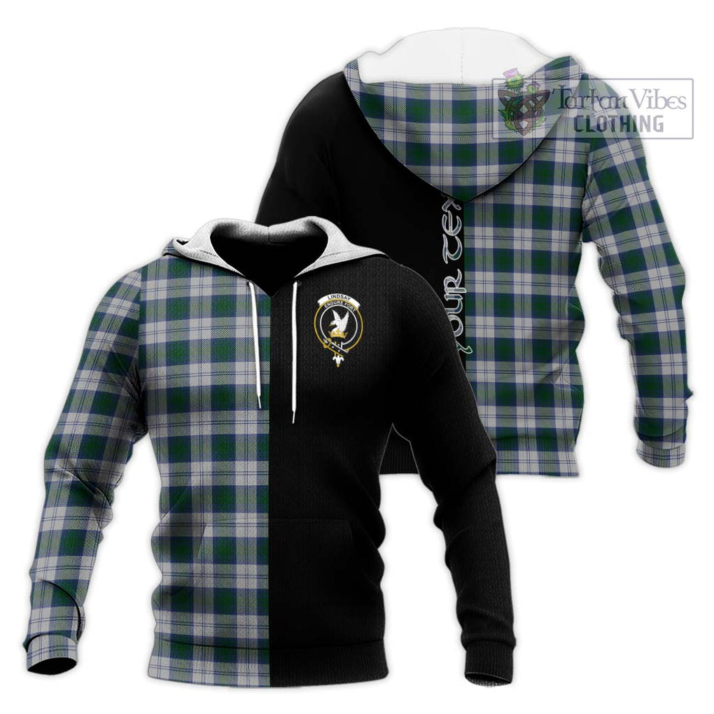 Lindsay Dress Tartan Knitted Hoodie with Family Crest and Half Of Me Style Unisex Knitted Pullover Hoodie - Tartanvibesclothing Shop