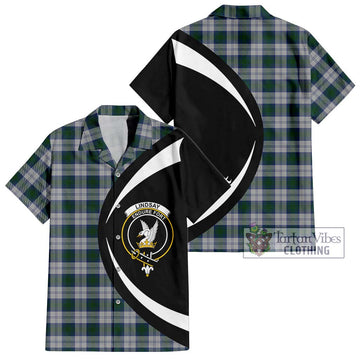 Lindsay Dress Tartan Short Sleeve Button Up with Family Crest Circle Style