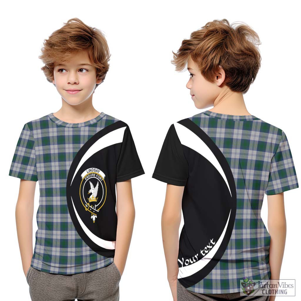 Tartan Vibes Clothing Lindsay Dress Tartan Kid T-Shirt with Family Crest Circle Style
