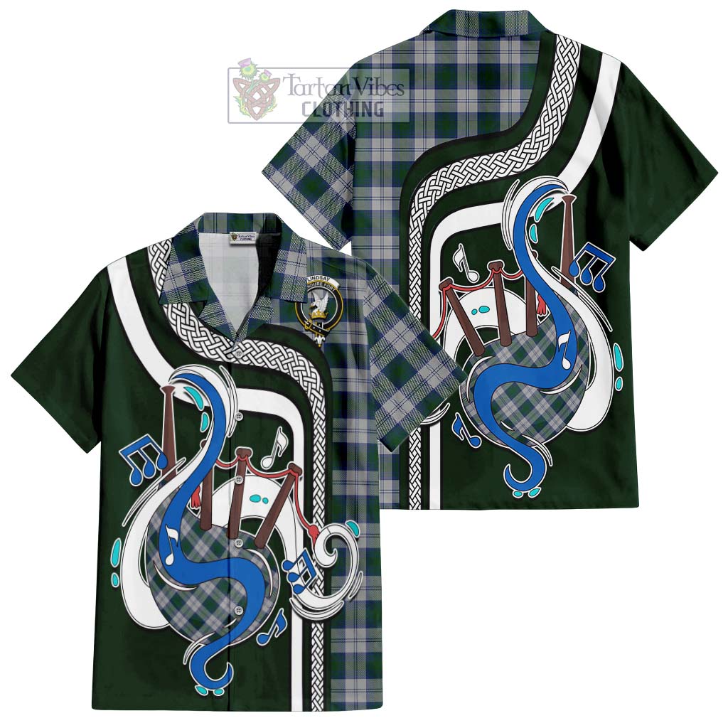 Tartan Vibes Clothing Lindsay Dress Tartan Short Sleeve Button Shirt with Epic Bagpipe Style