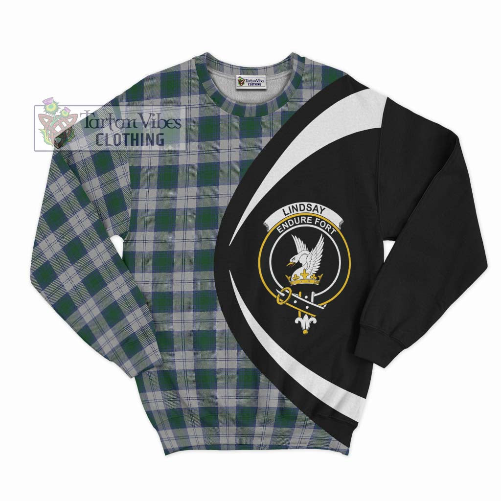 Lindsay Dress Tartan Sweatshirt with Family Crest Circle Style Unisex - Tartan Vibes Clothing