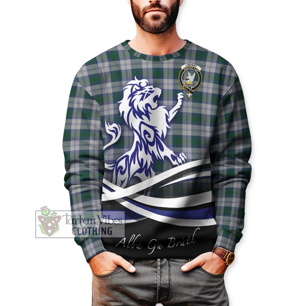 Lindsay Dress Tartan Sweatshirt with Alba Gu Brath Regal Lion Emblem Unisex - Tartanvibesclothing Shop